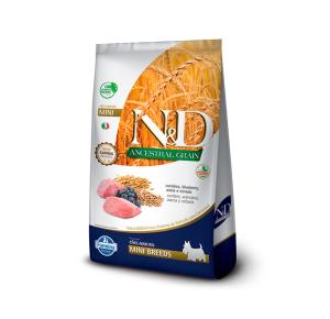 Ração N&D para Cães Adultos Raças Mini Ancestral Grain sabor Cordeiro e Blueberry - 2.5Kg