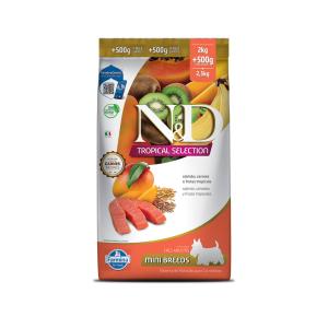 Ração Farmina N&D Tropical Selection para Cães Adultos de Porte Mini Sabor Salmão, Cereais e Frutas Tropicais - 2,5Kg