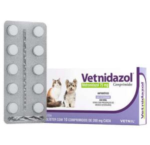 Antibiótico Vetnil Vetnidazol 75 mg para Cães e Gatos - 10 Comprimidos