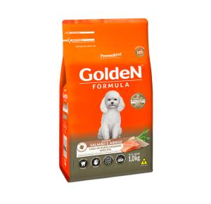 Ração Golden Fórmula Mini Bits para Cães Adultos de Porte Pequeno Sabor Salmão e Arroz - 1Kg