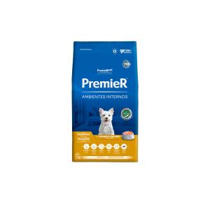Ração Premier para Cães Filhotes de Raças Pequenas Ambientes Internos Sabor Frango e Salmão - 7.5Kg