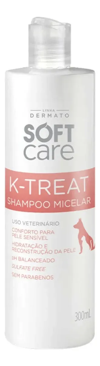 Shampoo Soft Care K-Treat Micelar para Cães e Gatos - 300ml