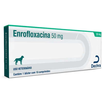 Antibiótico para Cães e Gatos Enrofloxacina Dechra 50mg - 10 Comprimidos
