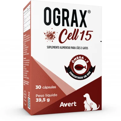 Suplemento Alimentar Avert Ograx Cell 15 para Cães e Gatos - 30 Cápsulas