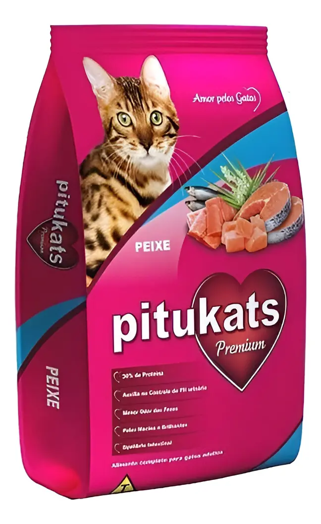 Ração Pitukats Premium Para Gato Adulto Sabor Peixe - 25Kg