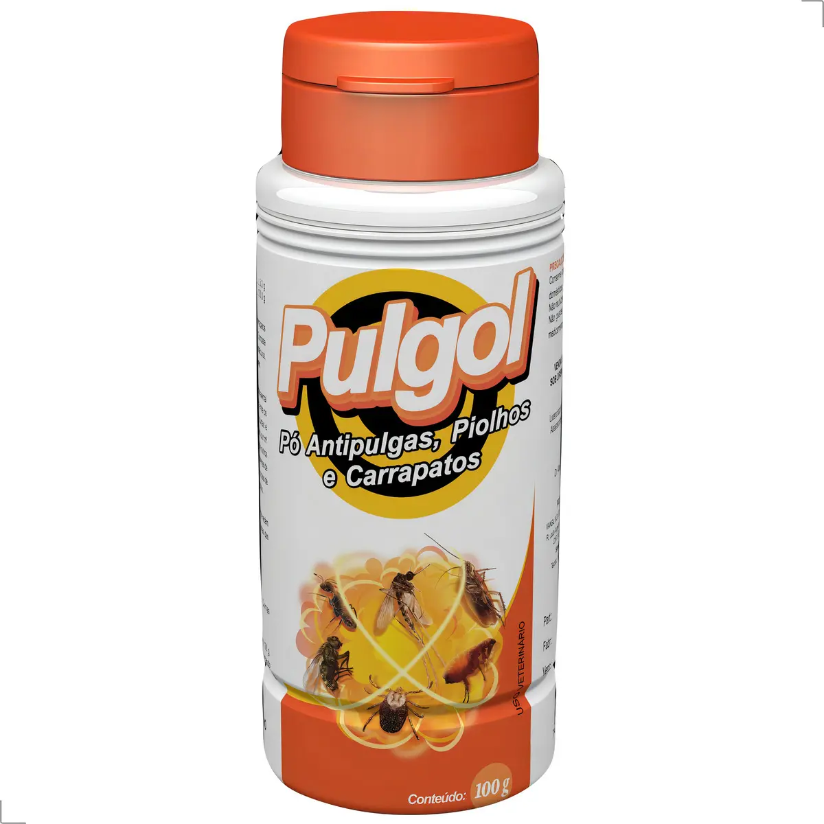 Pulgol Talco Remédio Antipulgas Carrapatos Piolhos para Cães Gatos - 100g