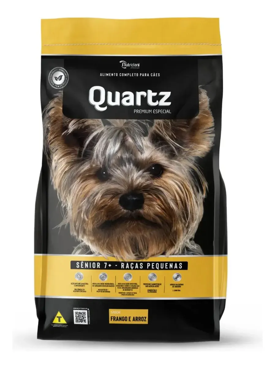 Ração Quartz Sênior 7+ Ração Para Cães Pequenos Frango e Arroz 1kg