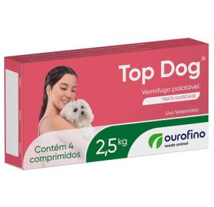 Vermifugo Ourofino Top Dog para Cães de até 2.5Kg - 4 Comprimidos