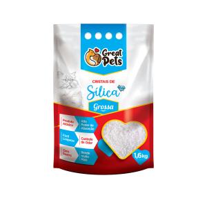 Areia Higiênica Great Pets Sílica Cristal Grossa para Gatos - 1.6Kg