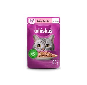 Ração Úmida Whiskas Sachê para Gatos Adultos Sabor Salmão ao Molho - 85g