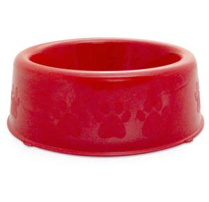 Comedouro Plástico Pet Injet Patinhas Vermelho para Cães de Raças Pequenas - 600ml