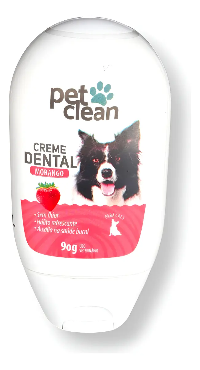 Creme Dental Pasta de Dente Cão e Gato Morango Pet Clean - 90g
