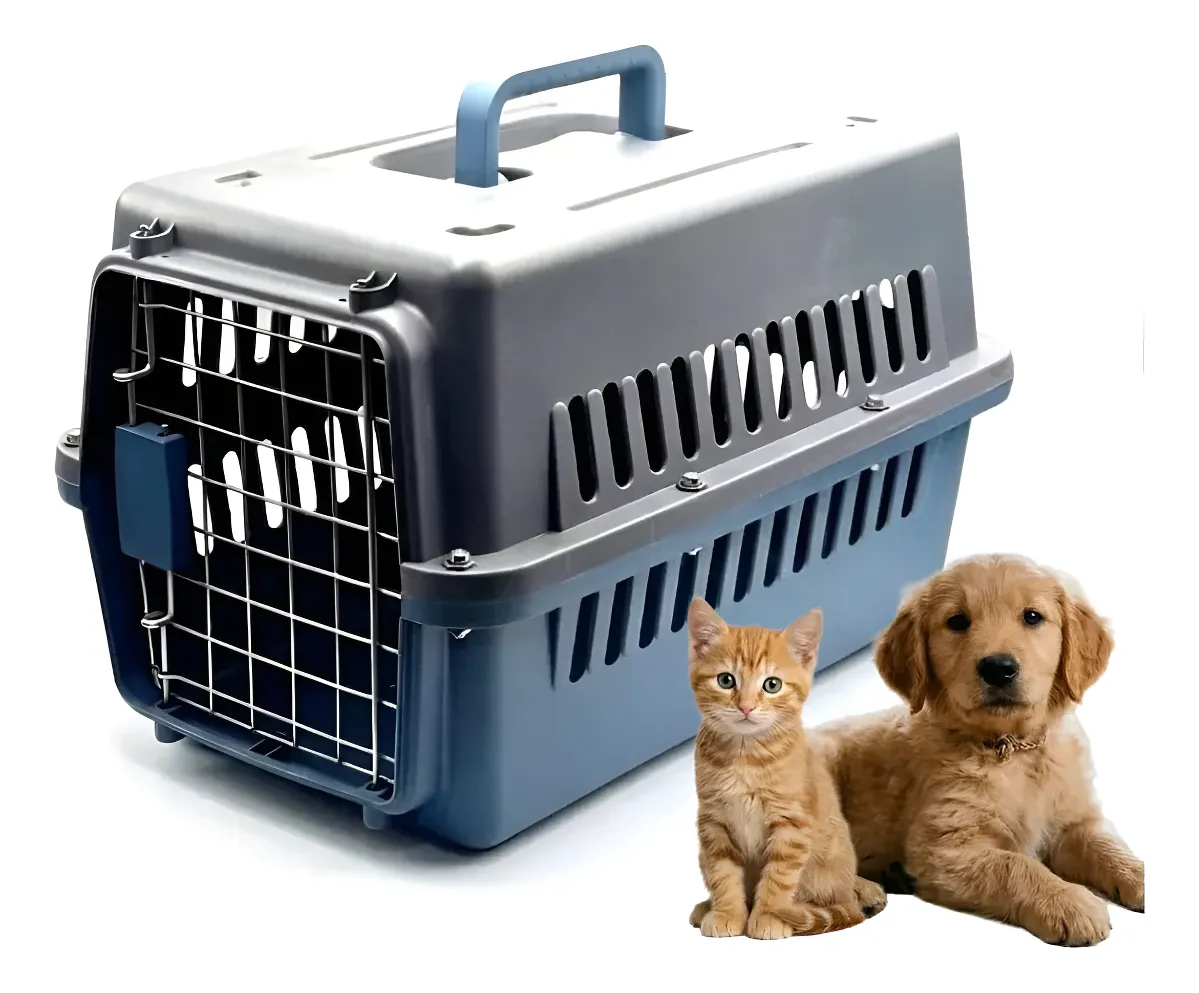 Caixa De Transporte Elo Imports Azul Bicolor Para Cães E Gatos Porta De Ferro - SP