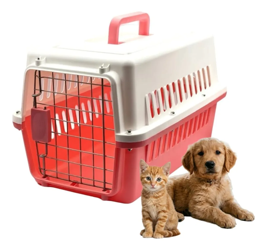 Caixa De Transporte Elo Imports Rosa Bicolor Para Cães E Gatos Porta De Ferro - SP