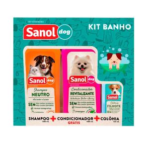 Kit Banho Sanol Dog de Shampoo, Colônia e Condicionador Para Cães e Gatos