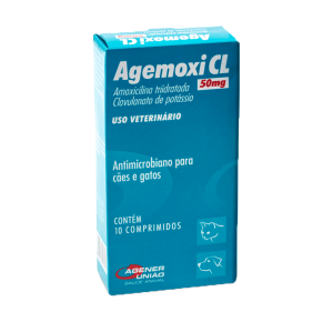 Antimicrobiano Agemoxi CL 50mg Antibiótico 10 comprimidos Cães e Gatos Agener União