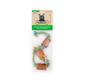 Brinquedo Puretoy Cabo de Força com 3 Ossos para Cães de Porte Pequeno e Médio
