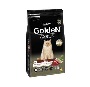 Ração Golden para Gatos Adultos Castrados Sabor Carne 3kg