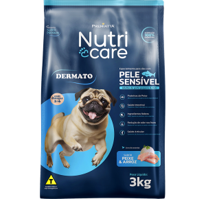Ração Premiatta Dermato Nutri Care Cães Adultos Raças  Pequenas e minis Sabor Peixe e Arroz 3kg