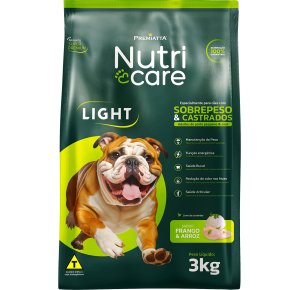 Ração Premiatta NutriCare  Light Castrados para Cães Adultos Raças Pequenas  Frango e Arroz 3kg