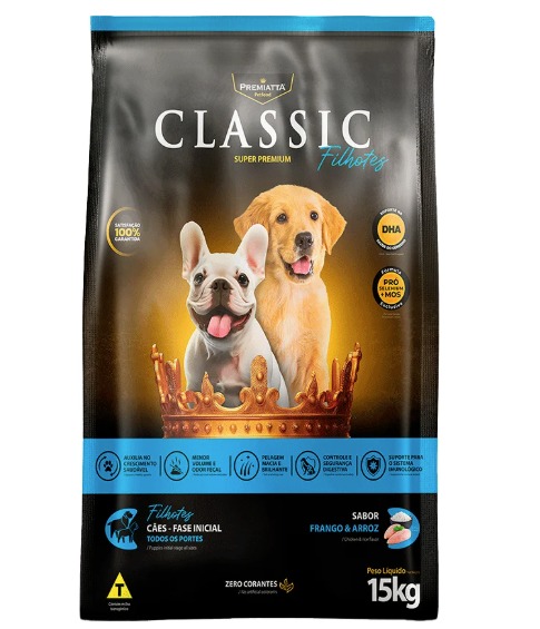 Ração Premiatta Classic para Cães Filhotes Sabor Frango e Arroz 15kg