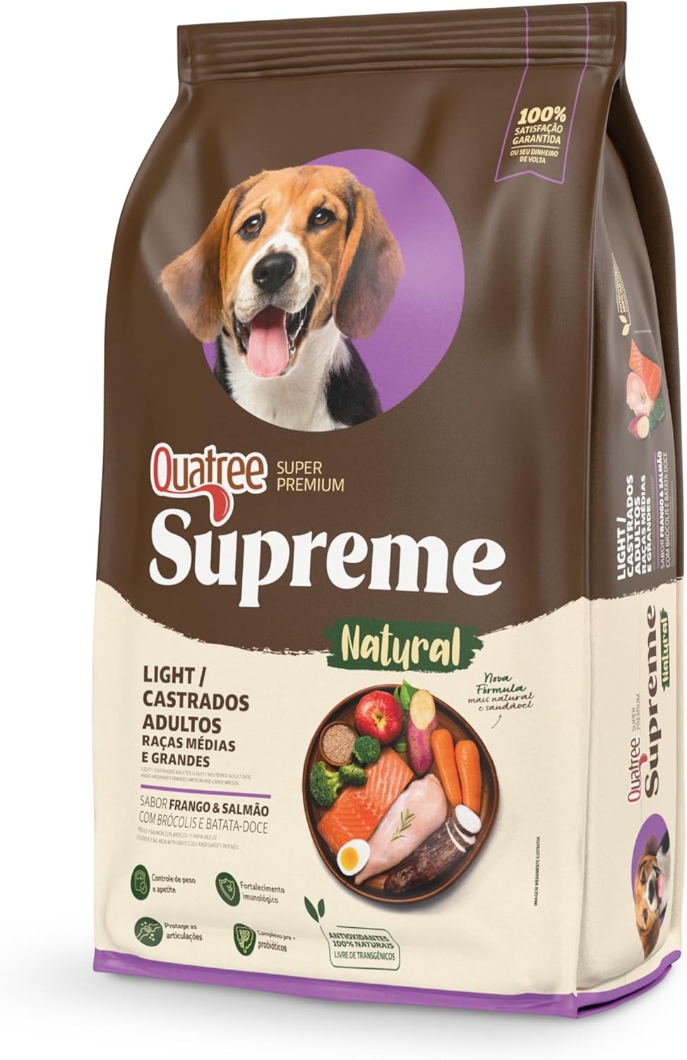 Ração Seca Quatree Supreme Light Salmão e Batata Doce Cães Adultos Medias e Grandes  15kg