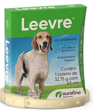 Coleira Antiparasitária Ourofino Leevre  63 cm para Cães Médio e Grande porte  